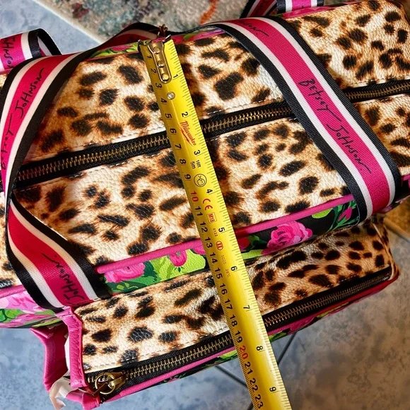 Betsey Johnson Pink and Brown Pickle Ball Bag with Leopard Print - Picture 15 of 16